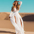Elastic Waist Chiffon Slit Maxi Dress #White #Chiffon #Slit
